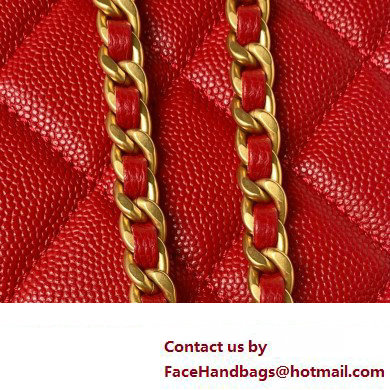 Chanel Grained Calfskin  &  Gold-Tone Metal Chain Flap Bag AS4431 Red 2023